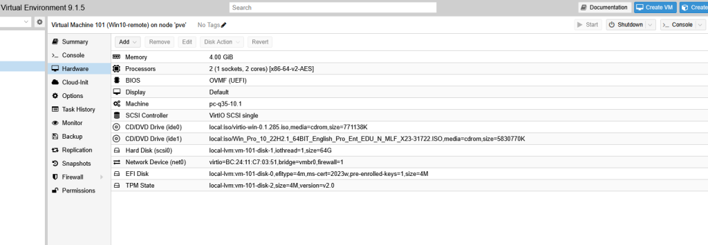 Windows 10 instalacija na Proxmox